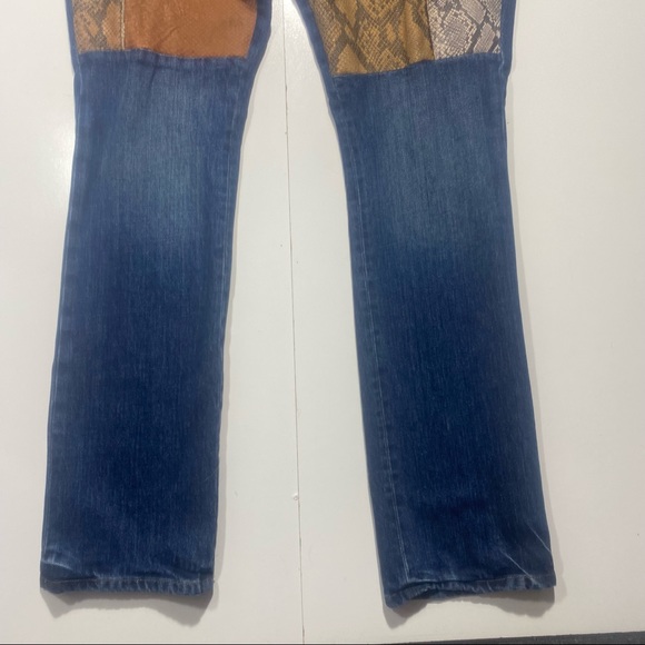 Frame Le Mini Boot Leather Patchwork Snake Print Mid Rise Jeans NWT Size 30 - Picture 9 of 16